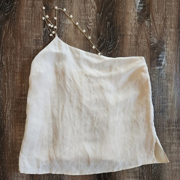Cami NYC Tilda Linen Cami in  Ceramic Cream Size XXS One Shoulder Beaded NWT - Picture 4 of 13